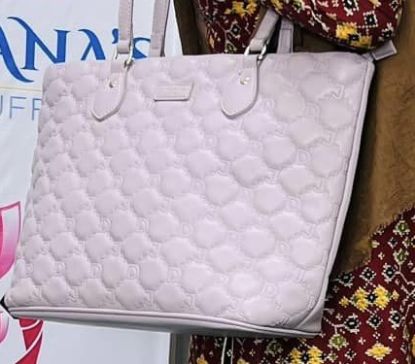 Picture of DAVIDJONES Puffy Surface Leather Bag Light Weight Ladies Tote Bag