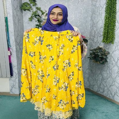 Picture of Colorful Floral Printed Lilen Cotton Skirt (SP- 480)