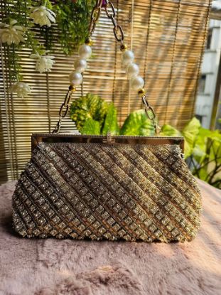 Picture of Stone Party Bag Raw Gold Color