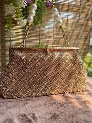 Picture of Stone Party Bag Champagne Gold Color