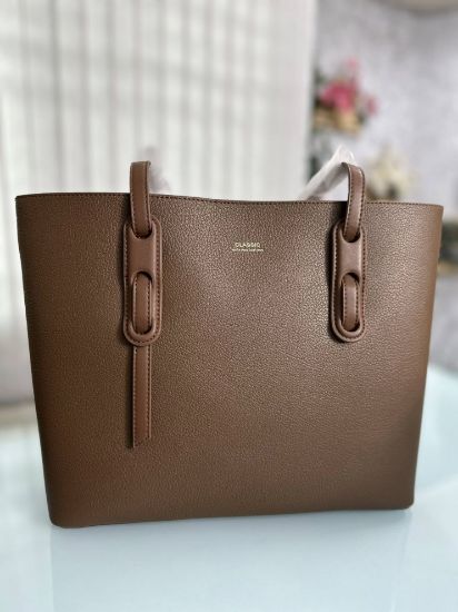 Picture of Classic Premium Leather (with Key Ring) Hand Chocolate Bag 