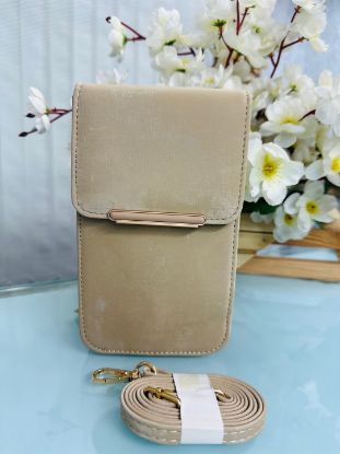 Picture of Raccoita Plastica Brand Flap Synthetic Leather Apricot Mobile Bag