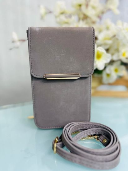 Picture of Raccoita Plastica Brand Flap Synthetic Leather Gray Mobile Bag