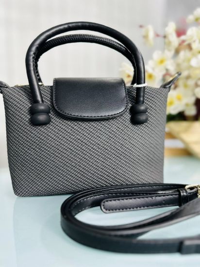 Picture of Mini Synthetic Leather Hand Black Colour Bag 