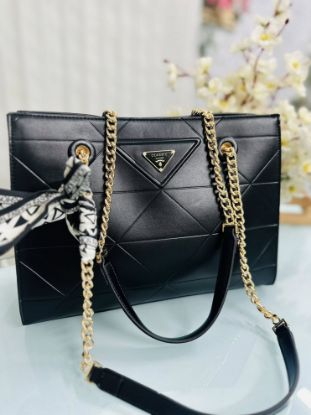 Picture of Classic Metal Chain Premium Leather Shoulder & Purse Black Bag