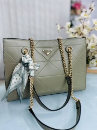 Picture of Classic Metal Chain Premium Leather Shoulder & Purse Olive Bag