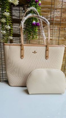 Picture of Bagco Fashion  Stape Premium Leather Cream Bag 