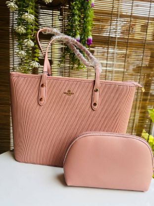 Picture of Bagco Fashion  Stape Premium Leather Pink Bag 