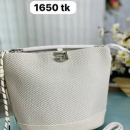 Picture of Bucket Shape Puff Leather Premium Hand Off White Bag 