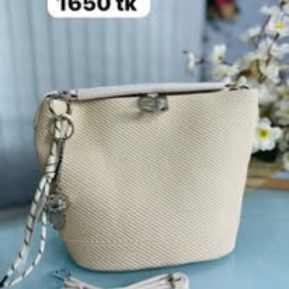 Picture of Bucket Shape Puff Leather Premium Hand Beige Bag 