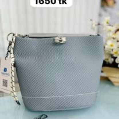 Picture of Bucket Shape Puff Leather Premium Hand Gray Bag 