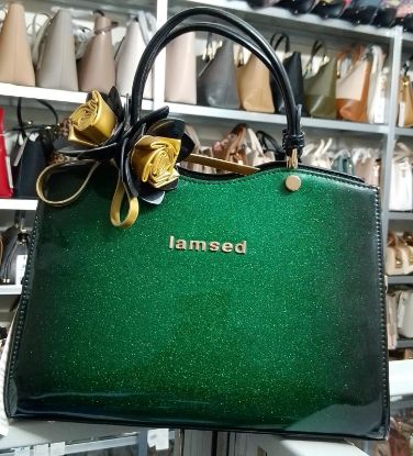 Picture of M LAMSED 	Glossy Black & Green Bag