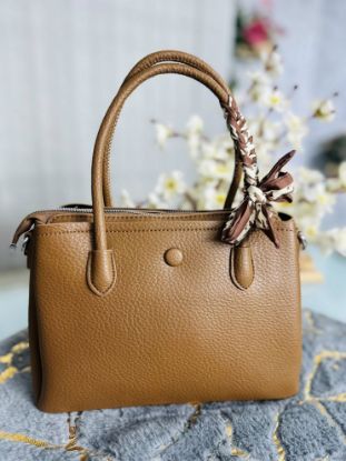 Picture of Spnish Premium Leather Medium khaki Hand Bag 