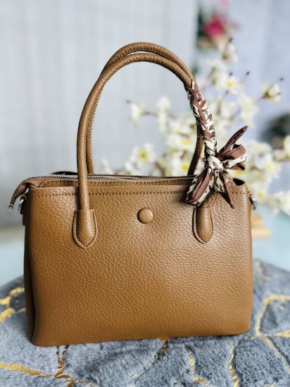 Picture of Spnish Premium Leather Medium khaki Hand Bag 
