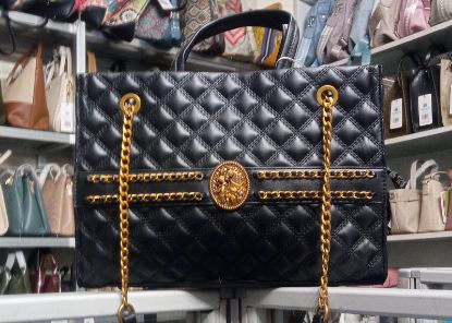 Picture of Chain Metal & Box Design PU Leather Black Bag 