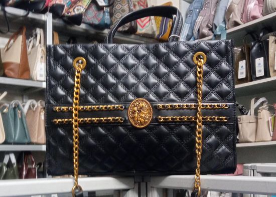 Picture of Chain Metal & Box Design PU Leather Black Bag 