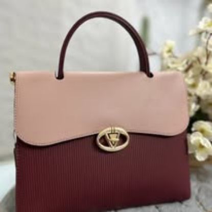 Picture of Bagco Fashion Premium Leather Metal Logo Maroon Bag 