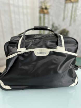 Picture of Amreen Rexine Fabrics Travel Trolly Black Bag