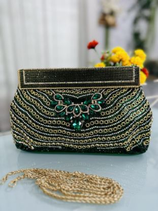 Picture of Exclusive High Quality Green Color Party Bag 
