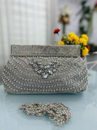 Picture of Exclusive High Quality Ash Color Party Bag 