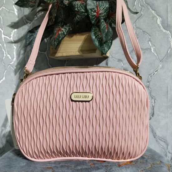 Picture of Luxurious Crossbody Belt Bag – Pink Leather (9x7")