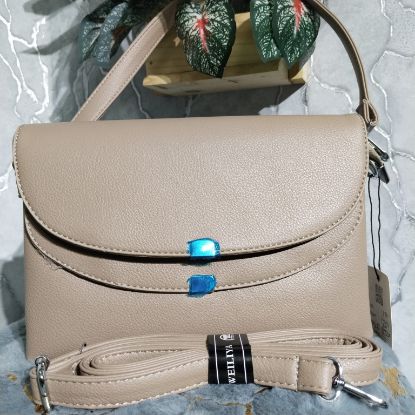 Picture of WEILIYA Brand Luxurious Crossbody Belt Bag – Grey Leather (10x7.5")