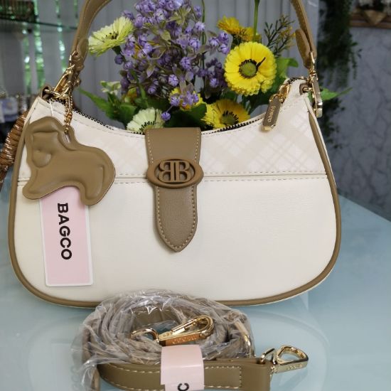 Picture of Bagco Brand Premium Hand Bag with Long Belt – White