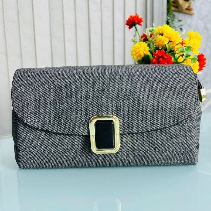 Picture of Luxurious Leather Hand Bag with Long Belt – Black