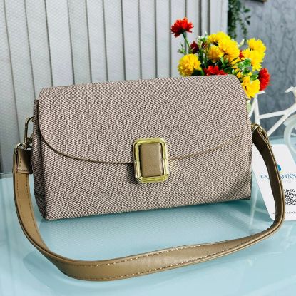 Picture of Luxurious Leather Hand Bag with Long Belt – Khaki