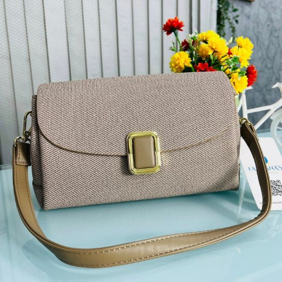Picture of Luxurious Leather Hand Bag with Long Belt – Khaki