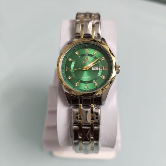 Picture of Striking Binbond Two-Tone Women's Watch with Green Dial