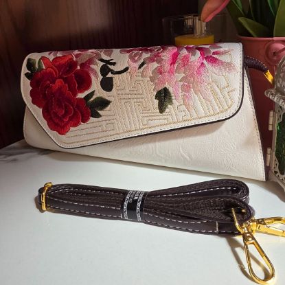 Picture of Floral Embroidery Hand Purse with Long Belt (2868)